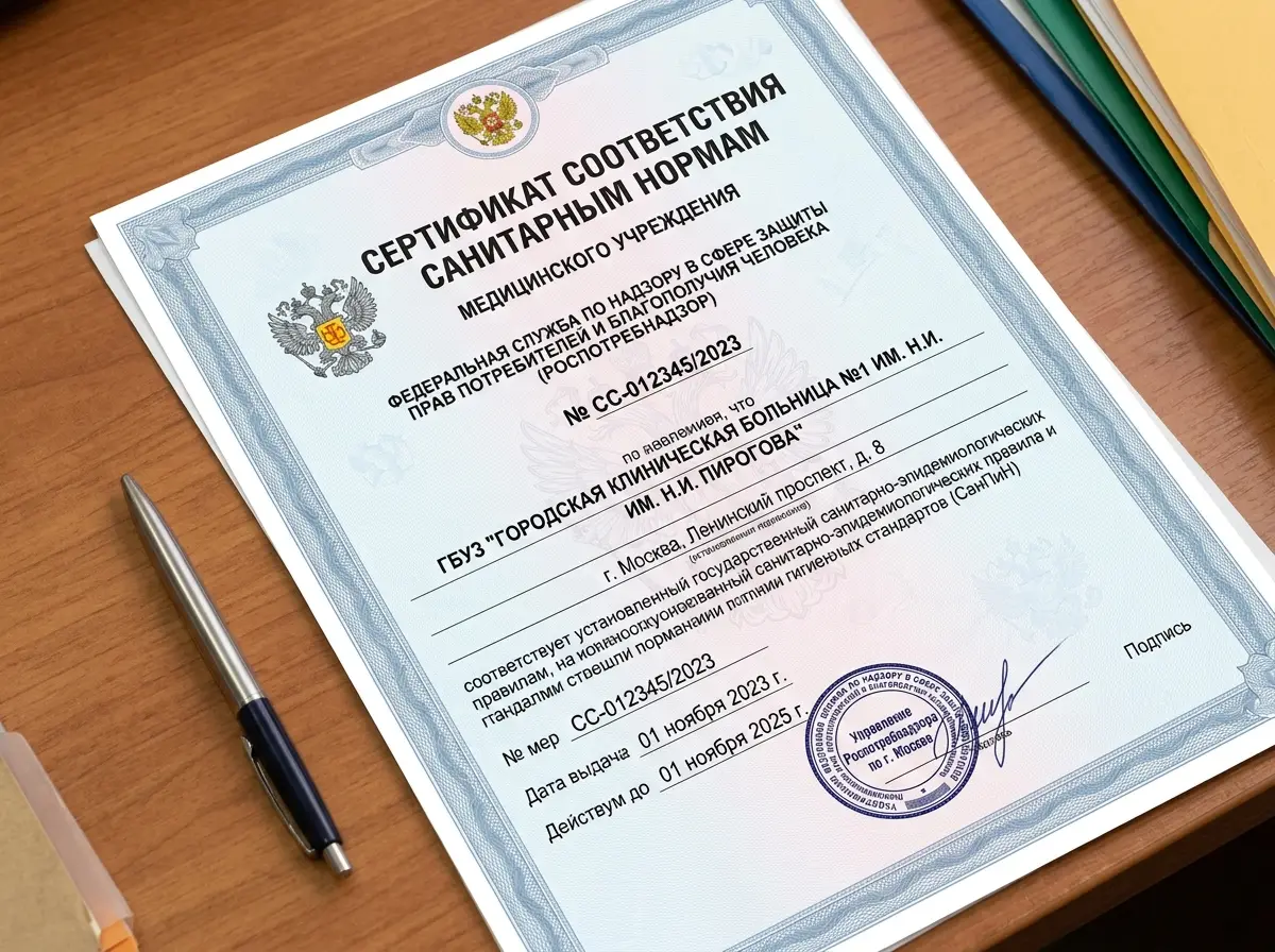 Сертификат соответствия санитарным нормам медицинского учреждения, документ Роспотребнадзора